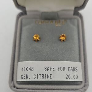 NWT Citrine Post Earrings Goldtone Hardware